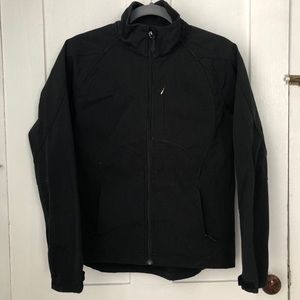 Black, fleece-lined snow jacket